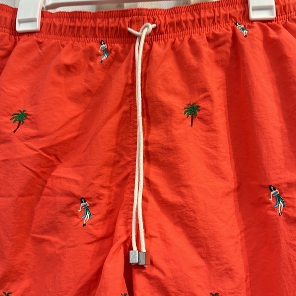 Men’s J. McLaughlin Orange Tropical Print Swim Trunks Size Large - Picture 3 of 8
